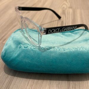 Dolce & Gabbana Black and Clear Glasses with Turquoise Case